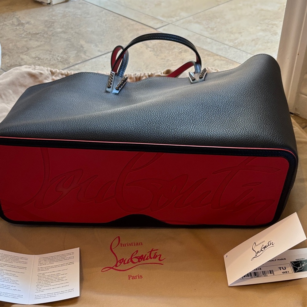Christian Louboutin Cabata Large Black Tote with Red Interior,Authentic, NWT-NWB